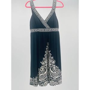 APT 9 sz S black white floral shift knee lenght dress